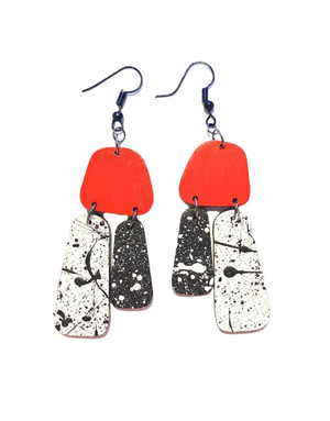 SHOCK OF GREY Aoife Statement Earrings - Red/Grey