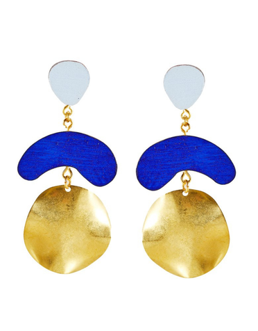 SHOCK OF GREY Megadrop Brass Earrings - Blue