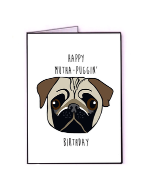 FINGERDOODLES Card - Birthday Puggin