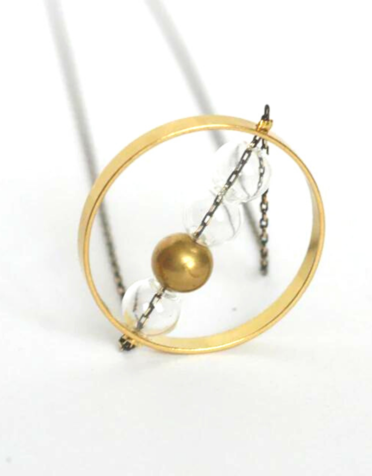 KAIKO STUDIO Glass Bead & Brass Circle Necklace