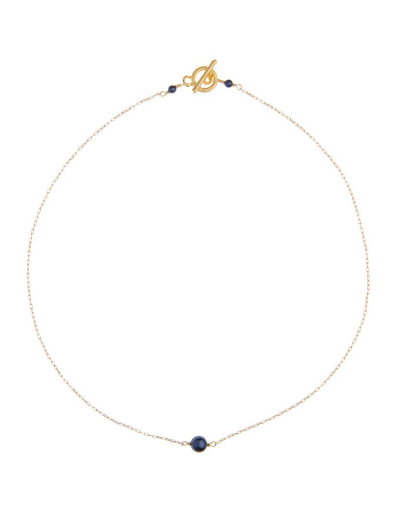 VIVIEN WALSH Single Pearl Necklace - Midnight