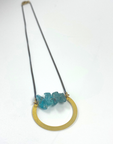 KAIKO STUDIO Apatite Crystal Circle Brass Necklace