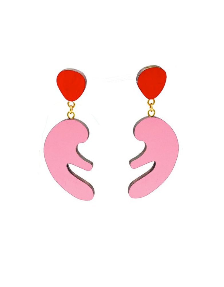 SHOCK OF GREY Matisse Statement Earrings - Red/Pink