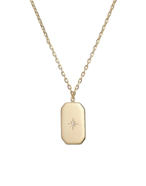 MARY K Gold Tag Necklace With Zirconia