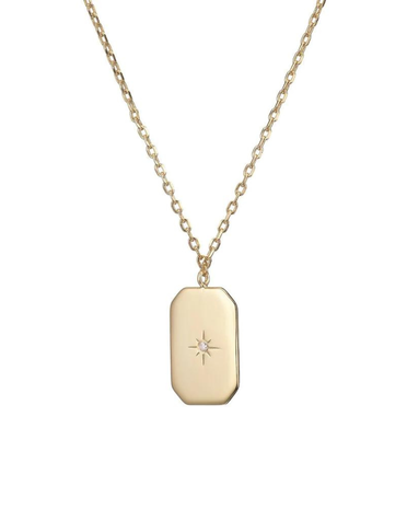 MARY K Gold Tag Necklace With Zirconia