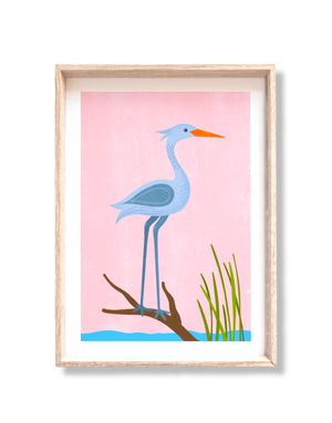 FLEUR AND MIMI A4 Print - Heron On A Branch