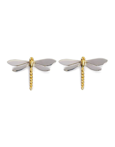 GALLARDO AND BLAINE Dragonfly Stud Earrings Sil/G