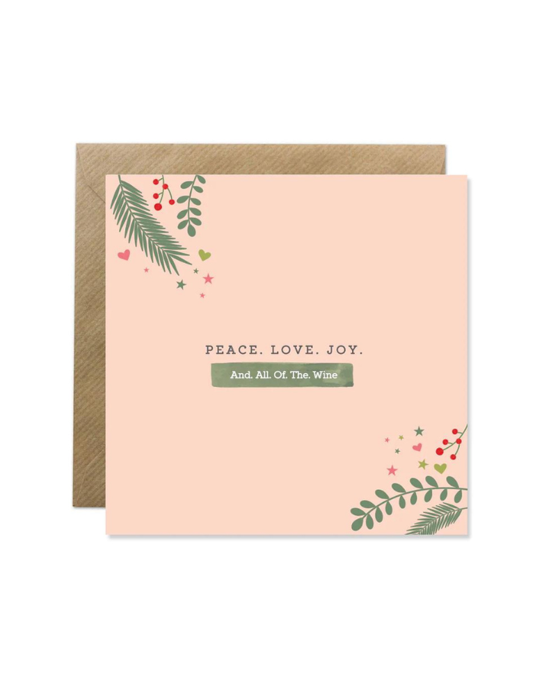 BOLD BUNNY Card - Xmas Peace Love Joy Wine