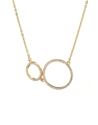 MARY K Gold Pave Two Circles Necklace