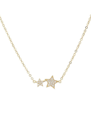 MARY K Gold Pave Double Star Necklace