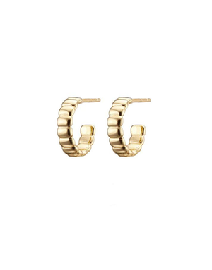 MARY K Gold Ribbed Hoop Earrings