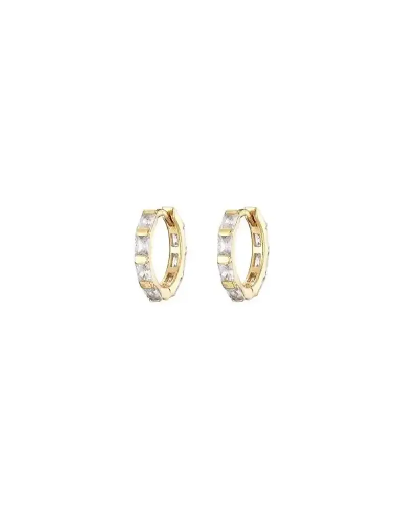 MARY K Gold Pave Huggie with Crystal Earrings