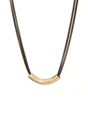ANGELA D'ARCY Curved Gunmetal Necklace