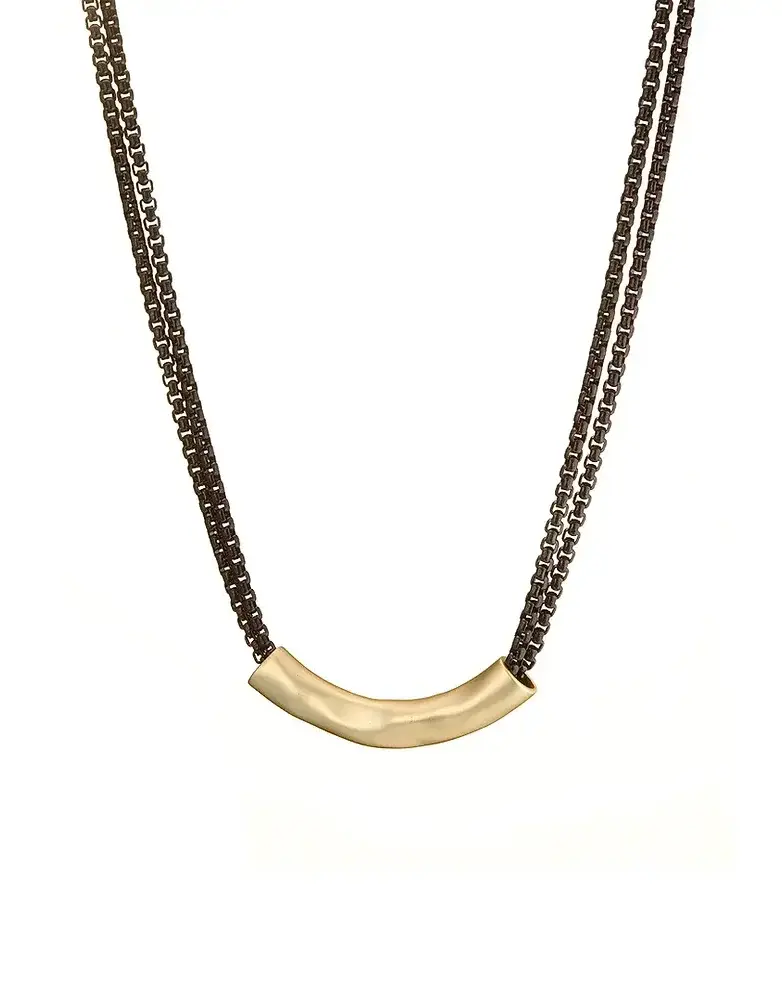 ANGELA D'ARCY Curved Gunmetal Necklace