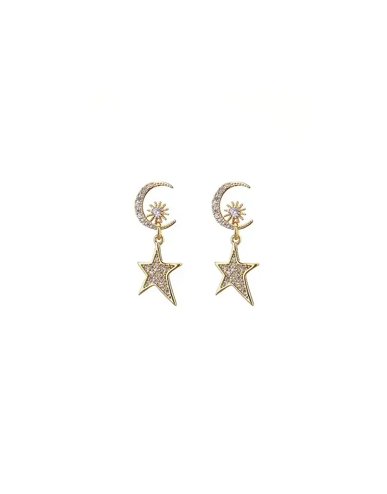ANGELA D'ARCY Earrings Mini Moon and Star