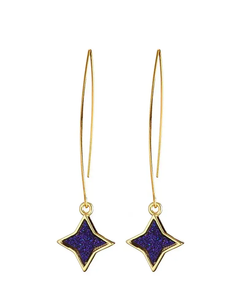 ANGELA D'ARCY Druzy Star Blue Earrings