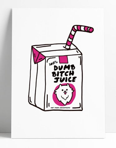 FINTAN WALL DESIGN A4 Print - Dumb Bitch Juice Pink