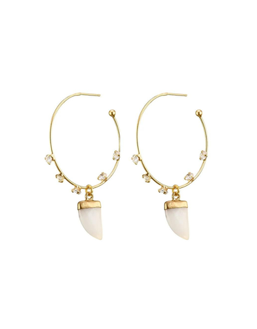 ANGELA D'ARCY Starlights White Jade Earrings