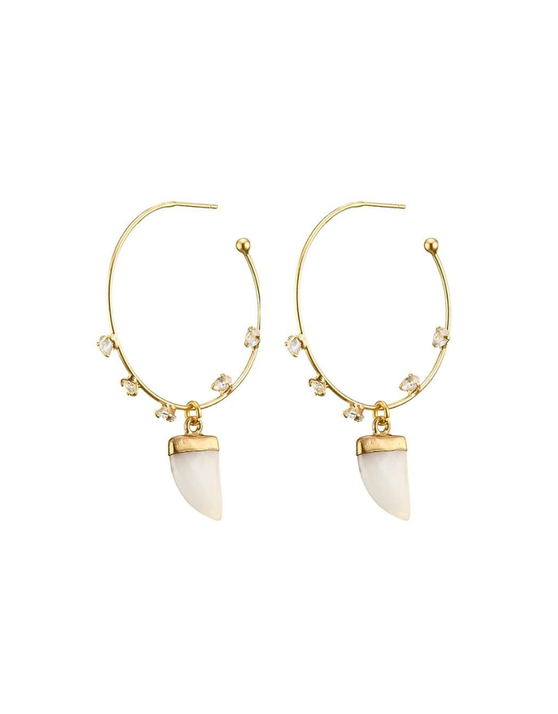 ANGELA D'ARCY Starlights White Jade Earrings