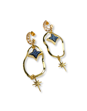 ANGELA D'ARCY Coal Druzy Star Statement Earrings