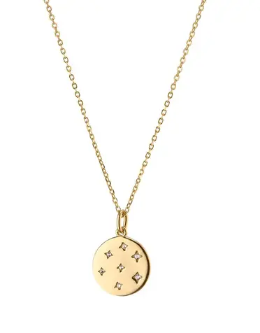 MARY K Gold Disc and Zirconia Stars Necklace
