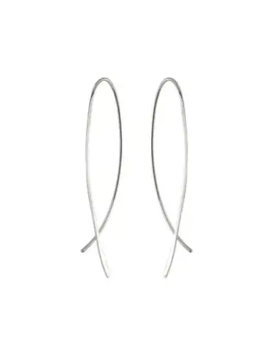 MARY K Silver Crossover Large Earrings