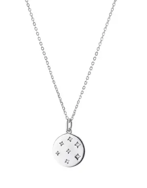 MARY K Silver Disc and Zirconia Stars Necklace