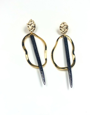 ANGELA D'ARCY Spike Hoop Gunmetal Earrings