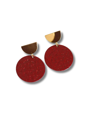 KAIKO STUDIO Red Ruby and Gold  Stud Earrings