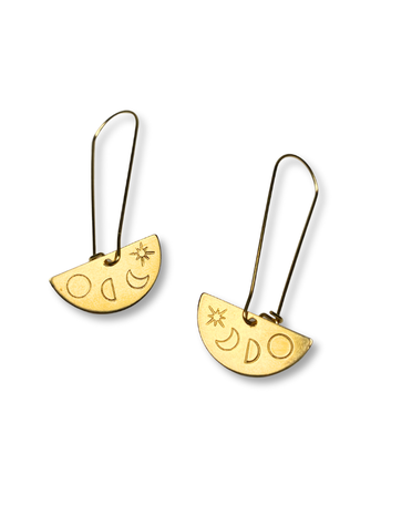 KAIKO STUDIO Stargazing Hand Stamped Brass Earrings