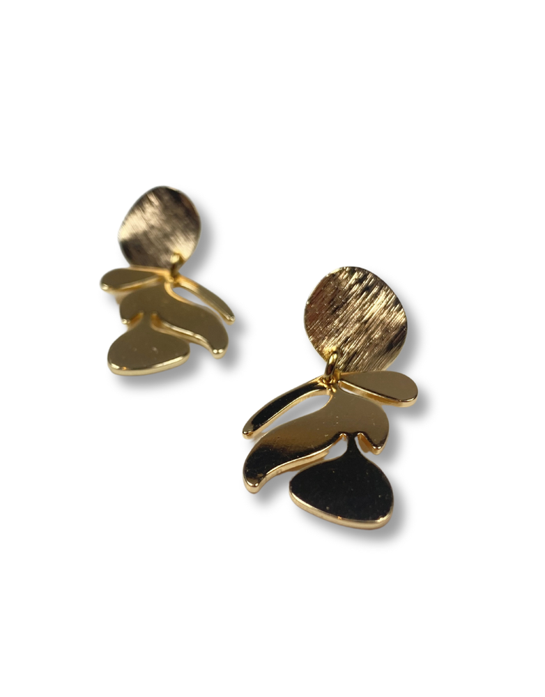 KAIKO STUDIO Statement Leaf Studs Gold Plated Earrings