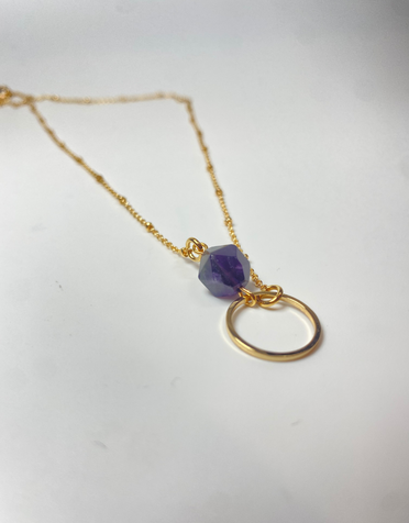 KAIKO STUDIO Amethyst and Circle Delicate Necklace