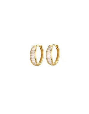 MARY K Gold Baguette Pave Huggie Earrings