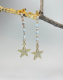 ANGELA D'ARCY Gold Cz Long Baby Star Earrings