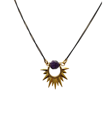 KAIKO STUDIO Amethyst and Brass Sunburst Necklace