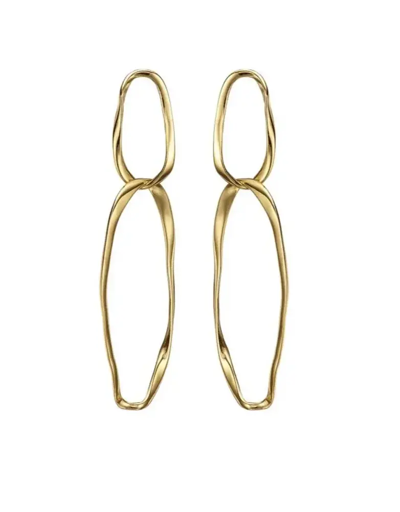 MARY K Gold Chunky Double Oval Drop Earrings