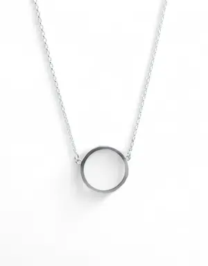 LYNSEY DE BURCA Ancaire Small Circle Necklace - Silver