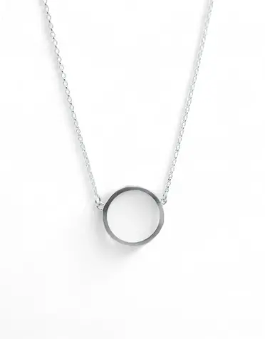 LYNSEY DE BURCA Ancaire Small Circle Necklace - Silver