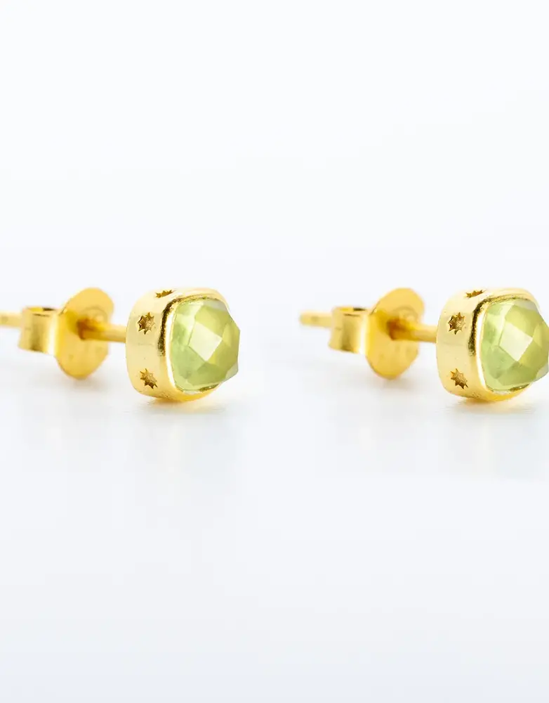 K KAJOUX Green Amethyst Semi-Precious Stud Earrings