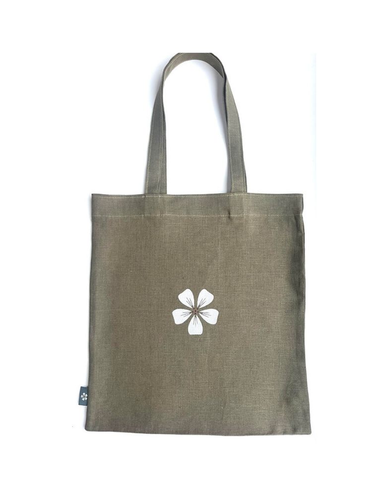 JUPITER RED Irish Linen Tote Bag- Khaki