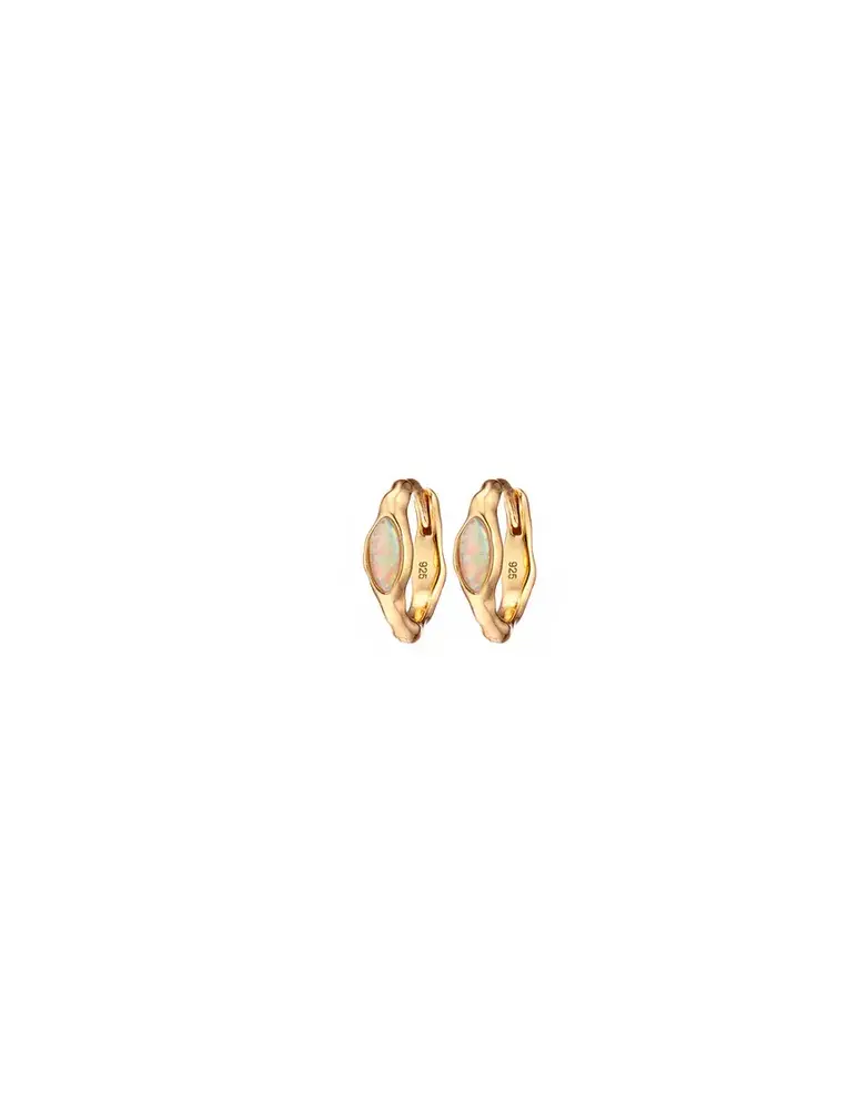 MARY K Gold Oval Opal Huggie Earrings