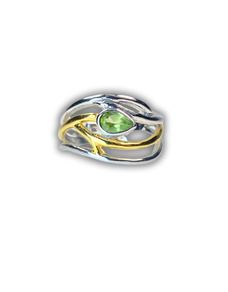 GALLARDO AND BLAINE Peacock Ring - Peridot Sil/G
