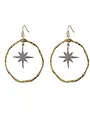 ANGELA D'ARCY Silver Star Hoops Earrings