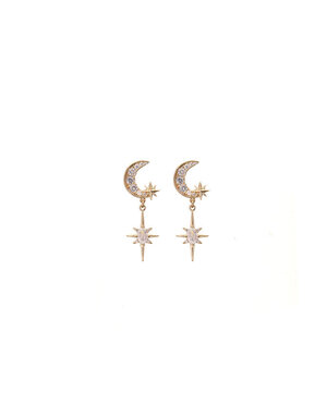 ANGELA D'ARCY Northern Moon and Star Earrings