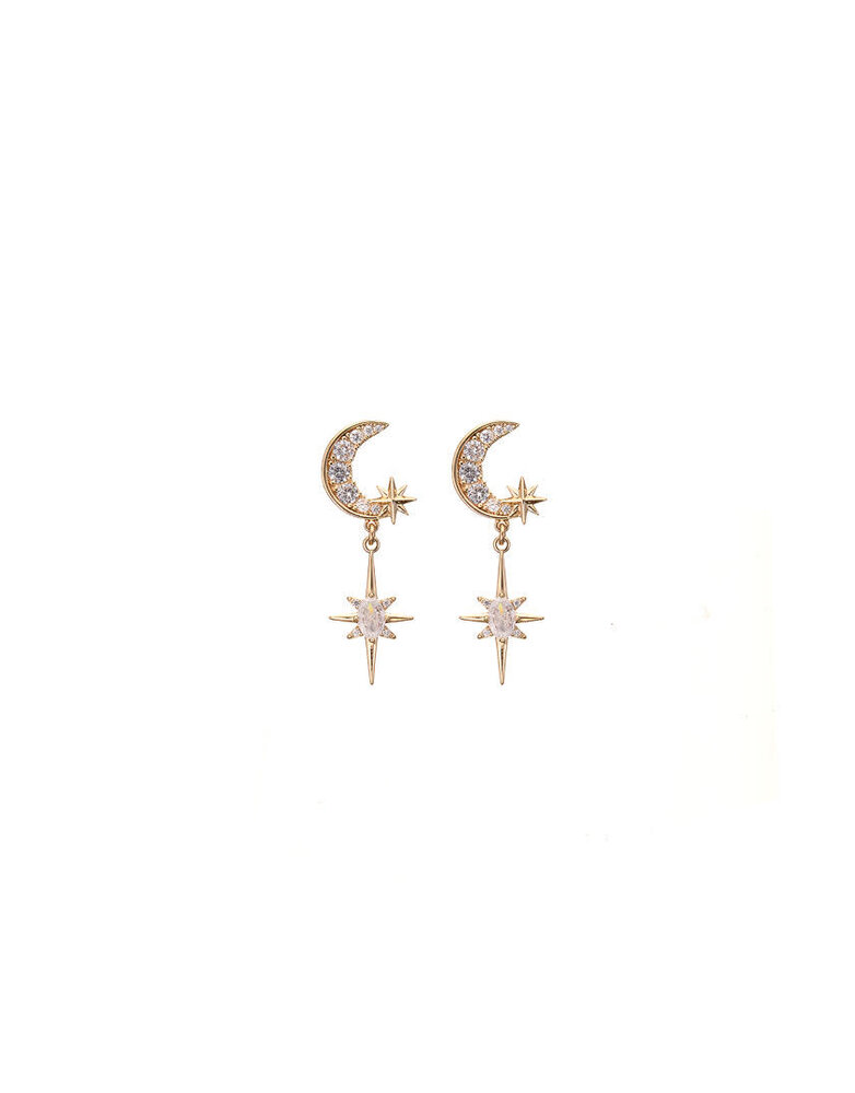 ANGELA D'ARCY Northern Moon and Star Earrings