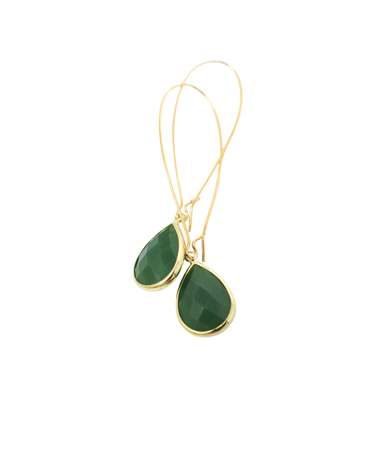 K KAJOUX Deco Teardrops Long Earrings - Olive Green