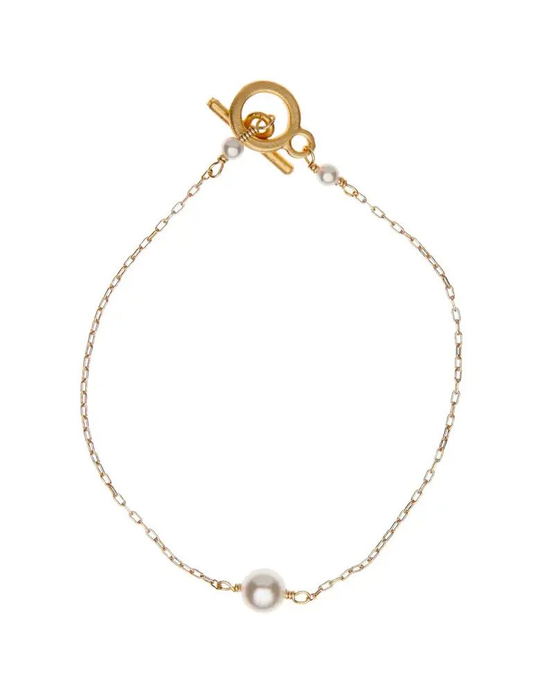VIVIEN WALSH Single White Pearl Bracelet