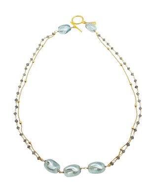 VIVIEN WALSH Three Nugget Blue Double Necklace