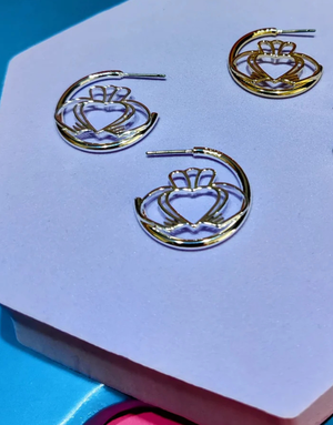 DON'T KILL MY VIBE Earrings - Have My Heart Claddagh Hoops Silver