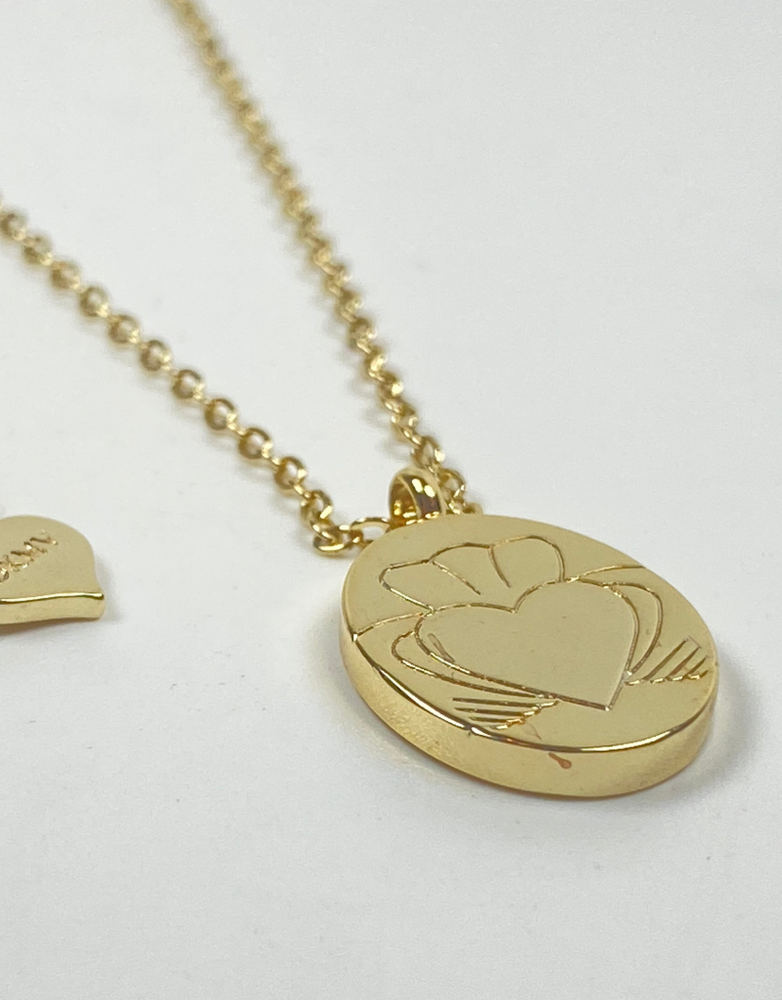 DON'T KILL MY VIBE Necklace - Heart Strong Coin Gold